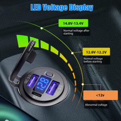2 PACK 12V-24V Dual USB QC 3.0 + PD 36W Car Fast Charger Socket Power Outlet USA