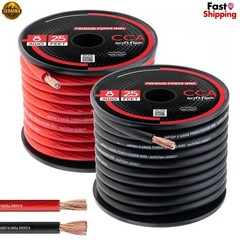 8 Gauge Automotive Power and Ground Wire Kit, 25ft Black/Red Cables