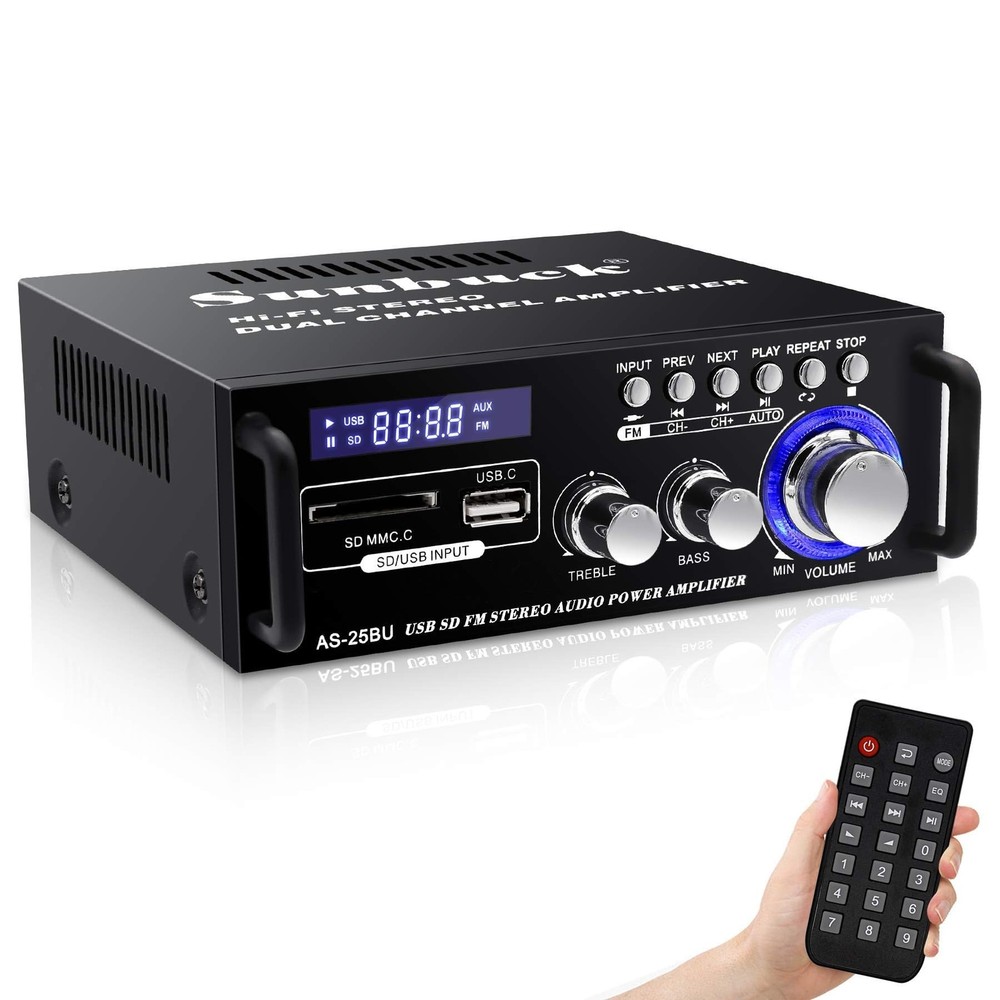 Sunbuck Small Stereo Amplifier Stereo Receivers for Home Audio Max 300Wx2 Pow…