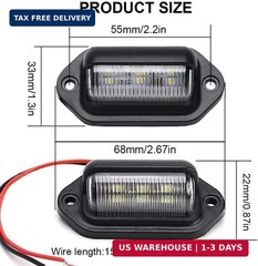 JEDEW 2 PACK License Plate Light, 12V 6-SMD LED License Plate Lamp Taillight for