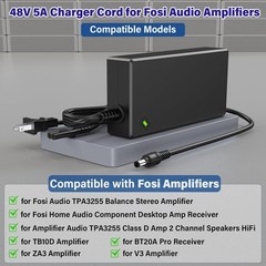 48V 5A Charger Power Cord for Fosi Audio Amplifiers V3 Za3 BT20A Pro TB10D Po…