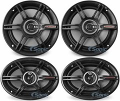 2) Crunch 300W 6.5″ 2-Way Coaxial Speakers + 2) 400W 6×9″ 3-Way Car Speakers