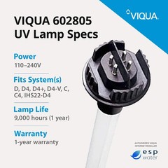 Viqua 602805 UV Lamp for D, D4, D4+, D4-V, C, C4, IHS22-D4