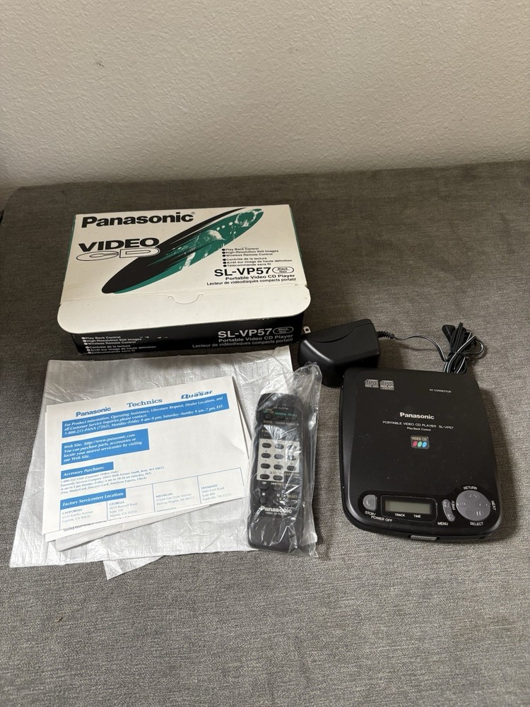 Panasonic SL-VP57 Portable Video CD VCD Player Black Compact Disc Cord, Remote