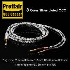 Customized Plug to Dual 2.5mm 8Core Headphone Upgrade Cable for Hifiman 300 he6
