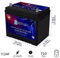 Mighty Max MM-G24F Group Size 24F 12V, 70Ah, AGM, Replaces Subaru GL-10 87