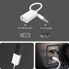 Oxsubor AUX to USB Adapter, 3.5mm Male Audio Jack TO USB, white