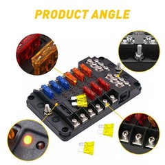 12 Way Blade Fuse Box Block Holder LED Indicator 12V Auto Marine Boat Waterproof