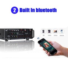 2000W 2CH bluetooth Power Amplifier Stereo Receiver Home Theater Audio Amp US