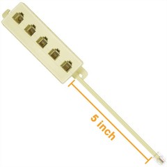 1+1 Pack Phone Jack Splitter 5 Way RJ11 6P4C Male to 5 Females Pigtail