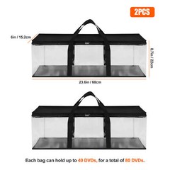 2pcs DVD Storage Bags, Water Resistant CD Holder, Clear PVC Media Organizer Case