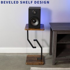 VIVO Rustic Vintage Brown/Black Tensegrity Speaker Floor Stand Floating Platform
