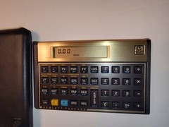 HP 12C calculator vintage Brazil with protective sleeve
