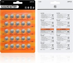 AG13 LR44 Batteries 25-Pack 1.5V Alkaline for Watches Toys Calculators Medical