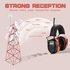 PROHEAR 027 AM FM Radio Headphones with Digital Display, 25Db NRR, Safety Ear Pr