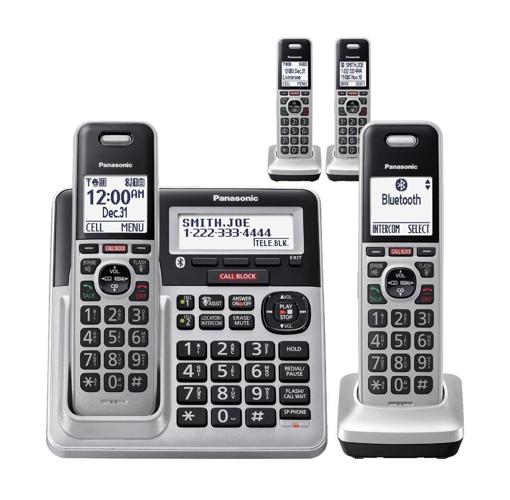 Panasonic KX-TG994SK DECT 6.0 Bluetooth 4-Handset Cordless Phone System (No Box)