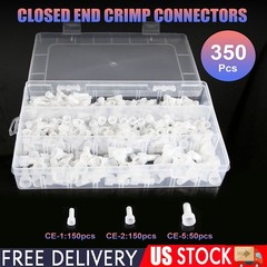 350PCS Closed End Crimp Cap12-10 16-14 22-18 AWG Gauge Wire Connector Terminal