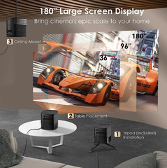 Mini Projector 1080P Portable Projector, Compatible with iOS/Android/ Windows/TV