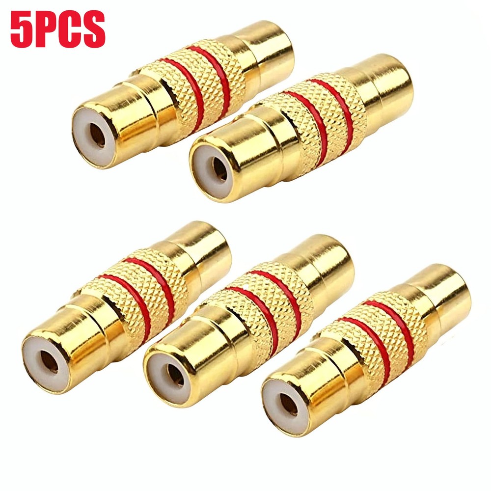 5Pcs Gold RCA Female to Female Coupler Adapter Connector for Audio Video