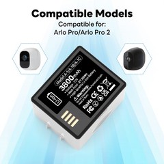 2 Pack Rechargeable Battery A-1 for ARLO PRO & Arlo Pro 2 Camera VMA4400 VMS4230