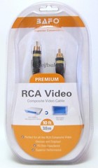BAFO Premium 24K Gold Plated Composite RCA Video Cable 10′ 10FT Retail Pack