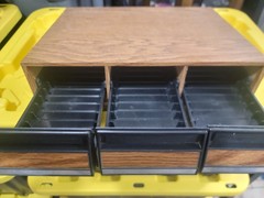 Wood Audio Cassette Storage Box Cabinet, Brown, 3 Pull-Out Drawers