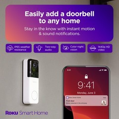 Roku Smart Home Wireless Video Doorbell & Chime – 1440p HD Night Vision