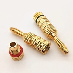 8PCS 24k Gold Plated Speaker Banana Plugs-Closed Screw Type HIFI audio Cable