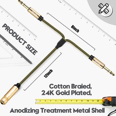 1/4 inch Splitter Cable, 1/4″ inch Stereo Female to Dual 1/4″ TS Mono Male Sp…