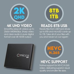 Micca G3 2K Quad-HD Digital Media Player for USB Drives and MicroSD Black