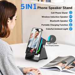 Wireless Induction Speaker 5-in-1 Bluetooth Speaker With Phone Stand