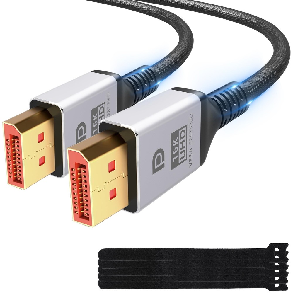 VESA Certified 16K DisplayPort Cable 2.1 12 Ft 80Gbps 16K60Hz 8K120Hz 4K240Hz…