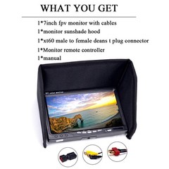 Fpvdrone Rc 7 Inch Fpv Monitor 1024X600 Ips Lcd Display Screen Monitor Hood Sun