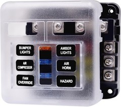 6 Way Blade Fuse Block With Ground Bus & LED Indicators 12V 24V Auto Marine RV