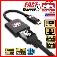 Display Port to HDMI Adapter Cable Audio Video PC Monitor 4K 1080P 60Hz 18Gbps