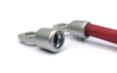 KnuKonceptz 4 Gauge Set Screw Ring Terminals Pair Nickel Silver with Heat Shrink