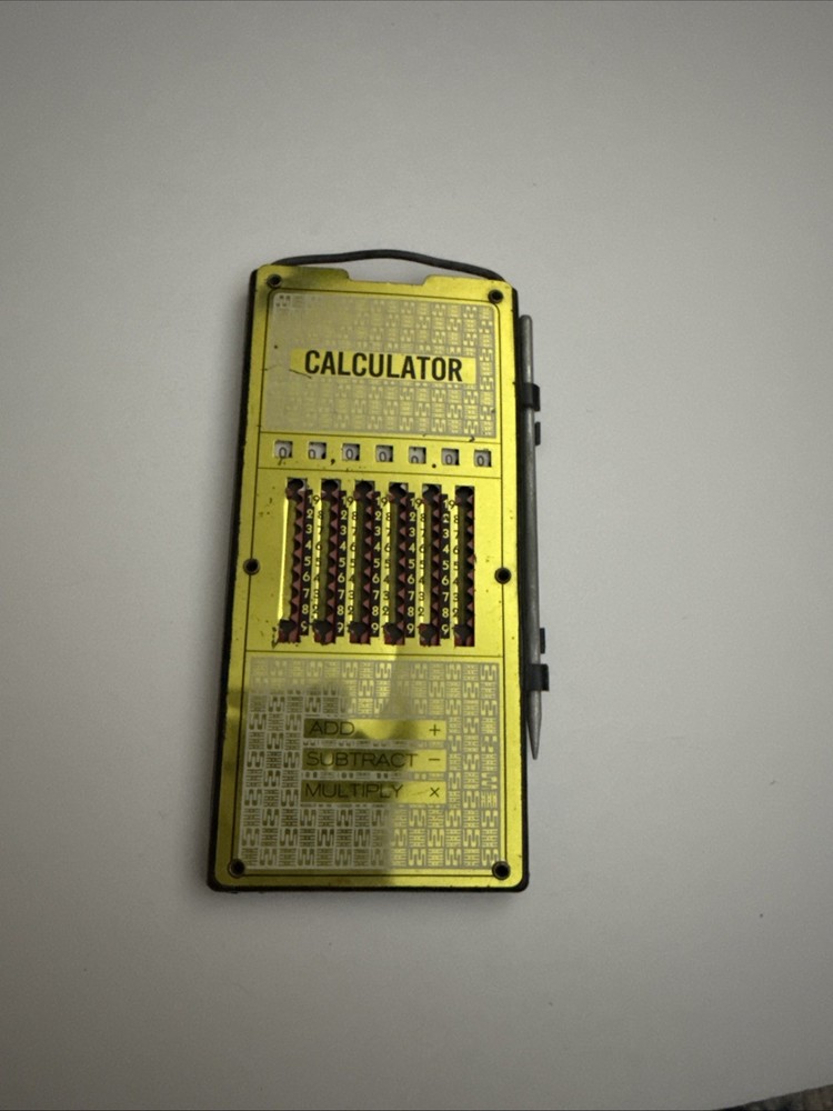 Vintage Magic Brain Pocket Calculator 1960’s Metal/Plastic EUC Clean