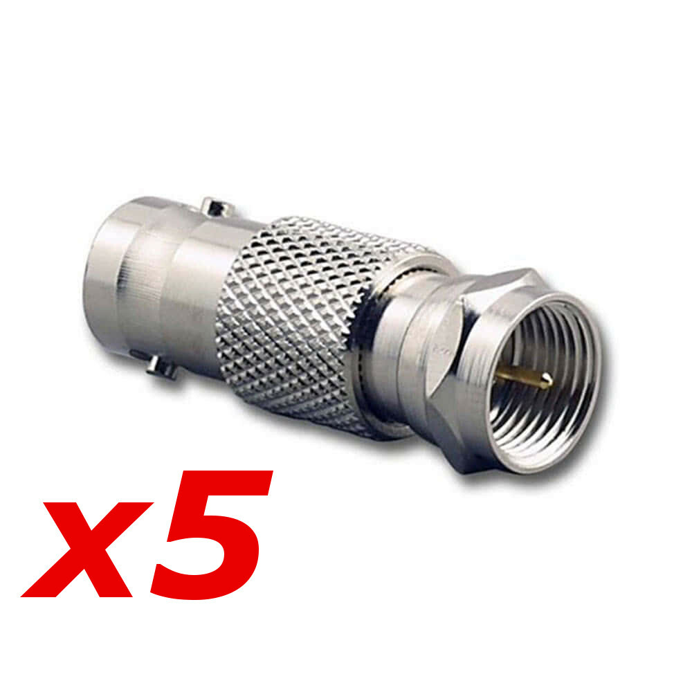5 Pack – BNC Female Jack to F-Type Male Plug Coax Adapter Radio Connector RG59/6