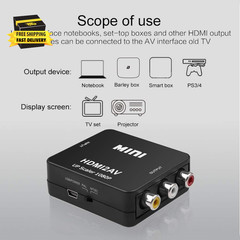 HDMI to RCA, HDMI to AV Converter 1080P 3RCA Cvbs Composite Video Audio Convert