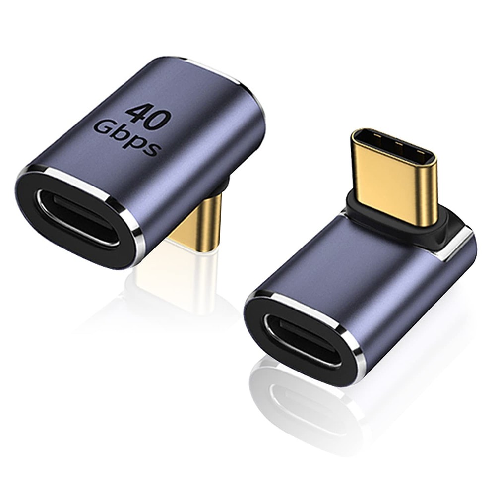 90 Degree USB-C Male to Female Adapter, 2 Pack Right Angle 100W Type-C Adapte…