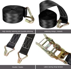 2 Pack 2 Inch Ratchet Straps Heavy Duty 2 inches wide, 20 feet long, Black