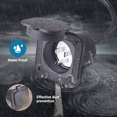 15A 125V AC Port Flanged Power Inlet Plug NEMA 5-15P w/18″ Integrated Extension