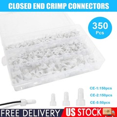 350PCS Closed End Crimp Cap12-10 16-14 22-18 AWG Gauge Wire Connector Terminal