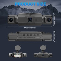 360 Degree View 4 Channel Dash Cam Front and Rear Inside Left Right, Dash Camera