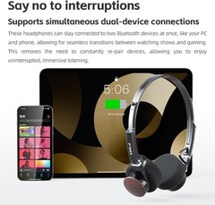 FiiO EH11 Lightweight Over-Ear Bluetooth Headphones, LDAC,Dual Device (Cyan)