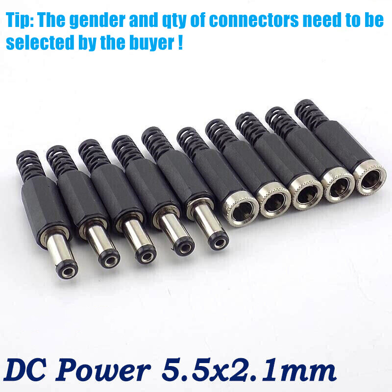 1~20pcs DC Power Plug Adapter Male Female Socket Jack Cable Connectors 5.5×2.1mm