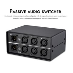 3 Way Audio Mechanical Switcher XLR Balanced Passive Selector Splitter Box Black