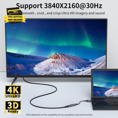 4K Displayport to HDMI Adapter Cable, Gold-Plated Uni-Directional Display Port D