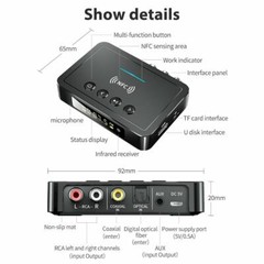 Bluetooth 5.0 Transmitter Receiver Wireless 3.5mm Adapter AUX NFC to 2 RCA Audio