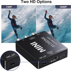 RCA to HDMI, AV to HDMI Converter, 1080P Mini RCA Composite CVBS Video Analogue